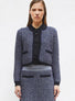 Tops de luxe femme - Veste courte maille tweedée Indigo mouliné