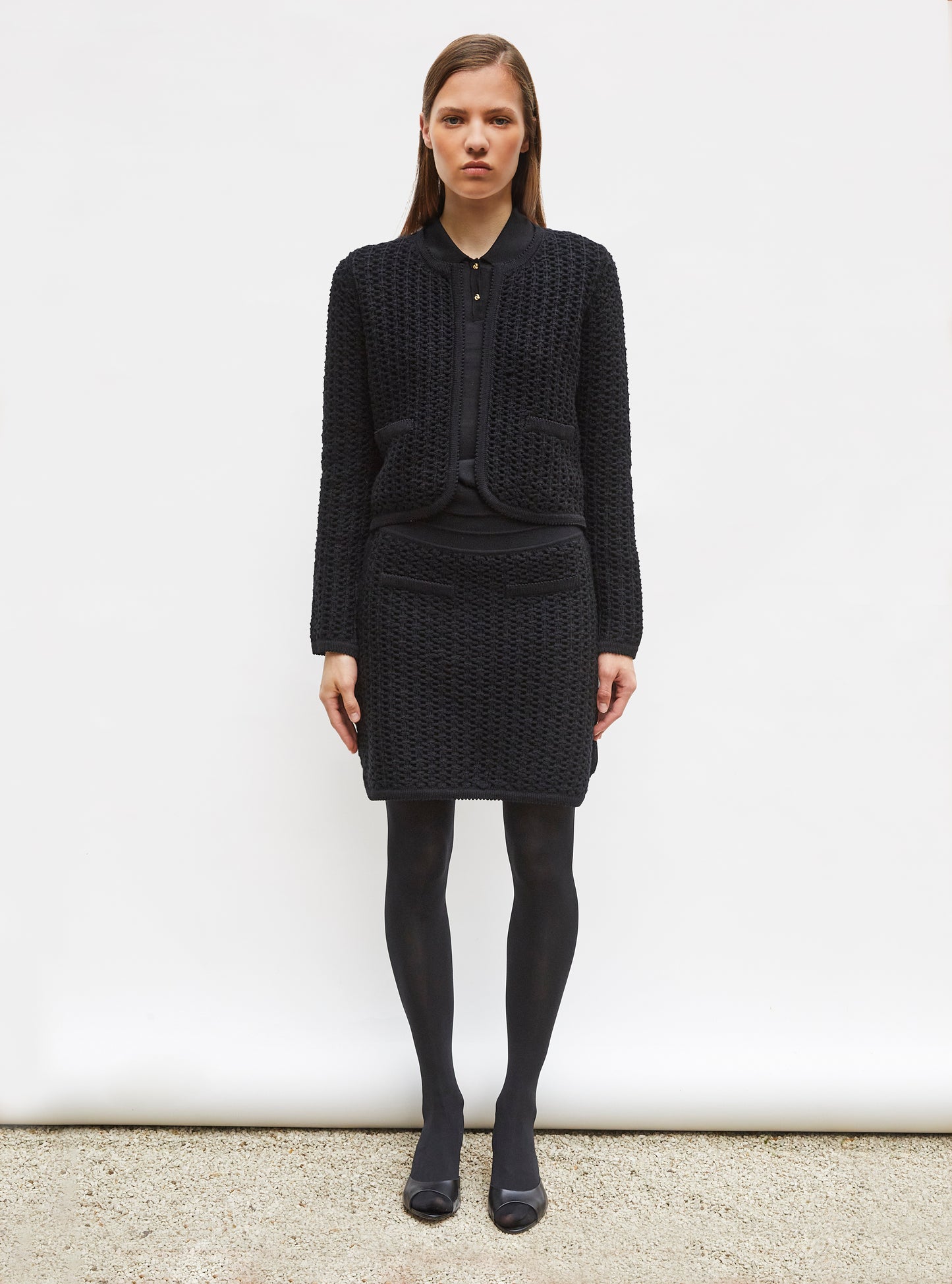 Veste courte maille tweedée Noir profond - Molli