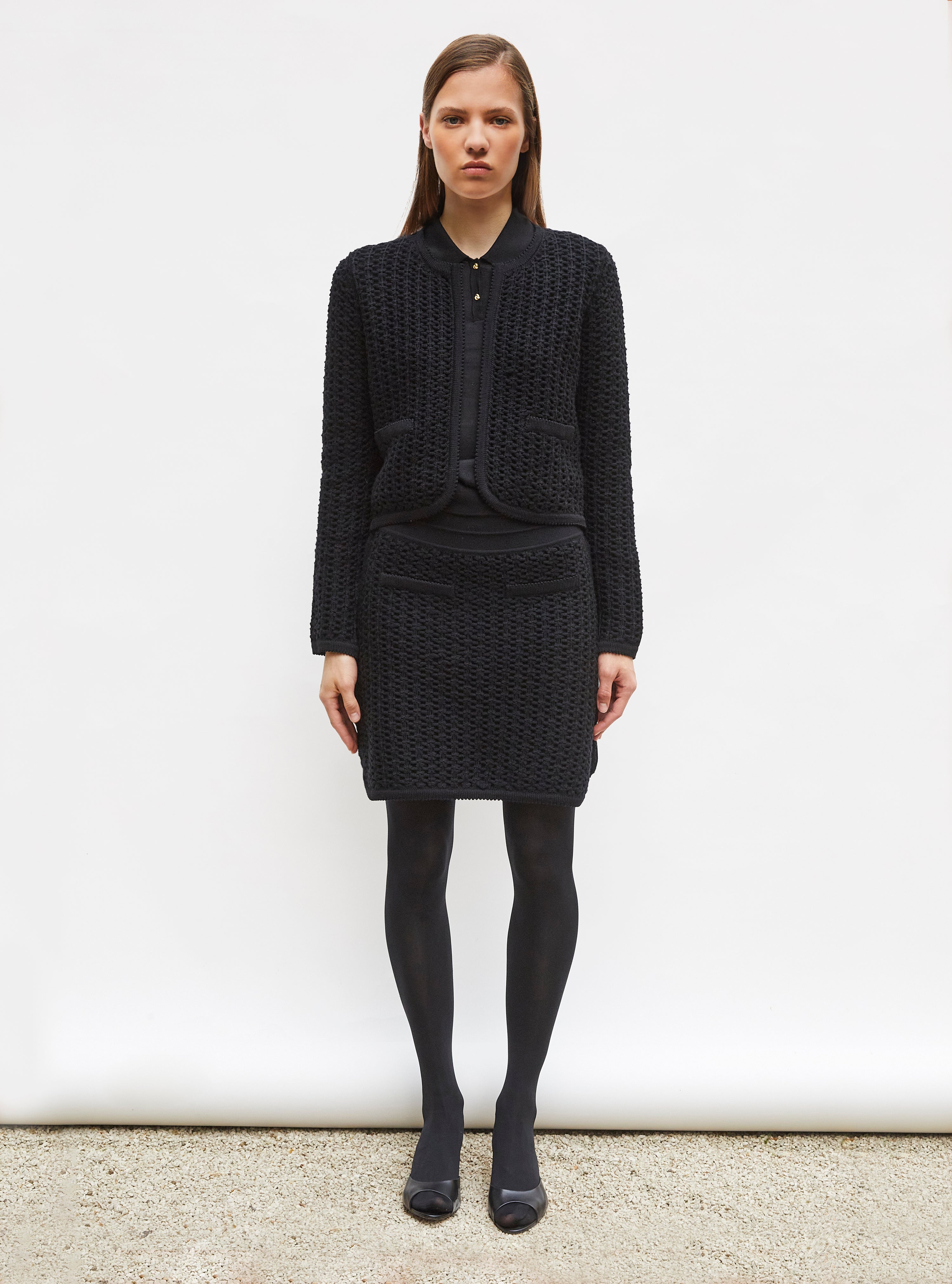 Veste courte maille tweedée Noir profond - Molli