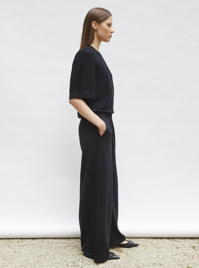 pleated elbow-length sleeved knit top - Image principale