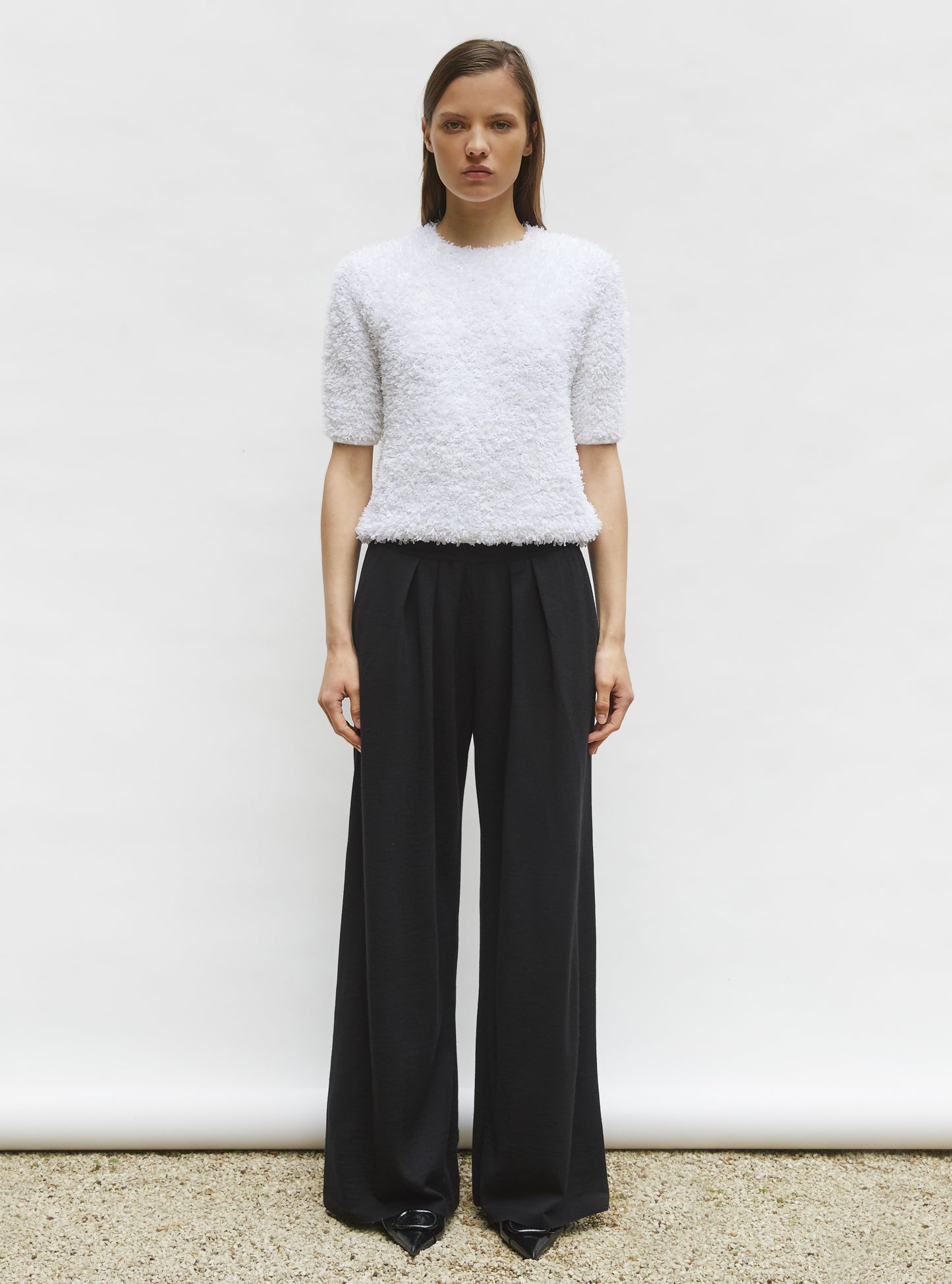 Top plumetis manches coudes milk - Top de luxe
