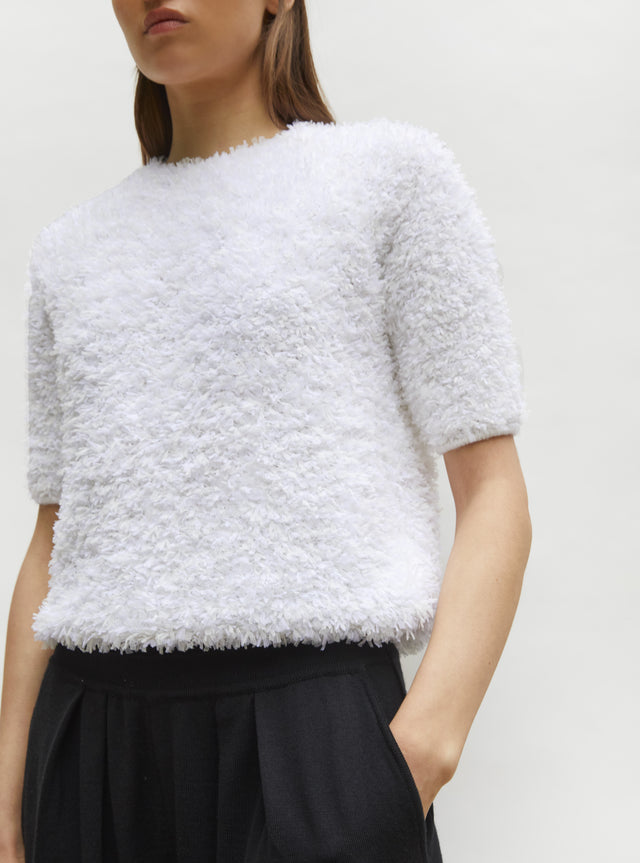 dotted swiss top with elbow-length sleeves - Image principale