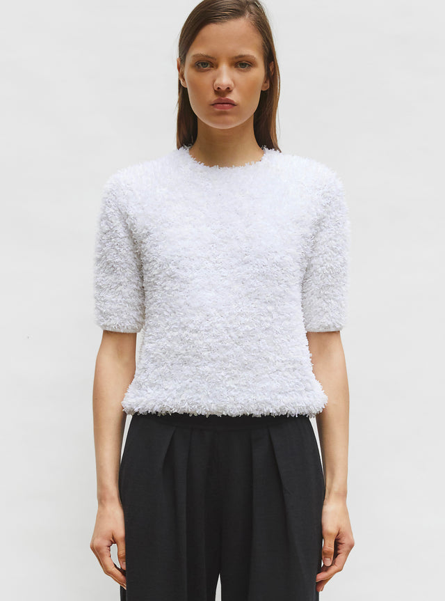 dotted swiss top with elbow-length sleeves - Image principale