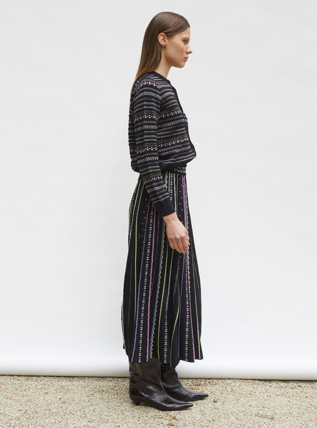 long dotted-swiss knit skirt - Image principale