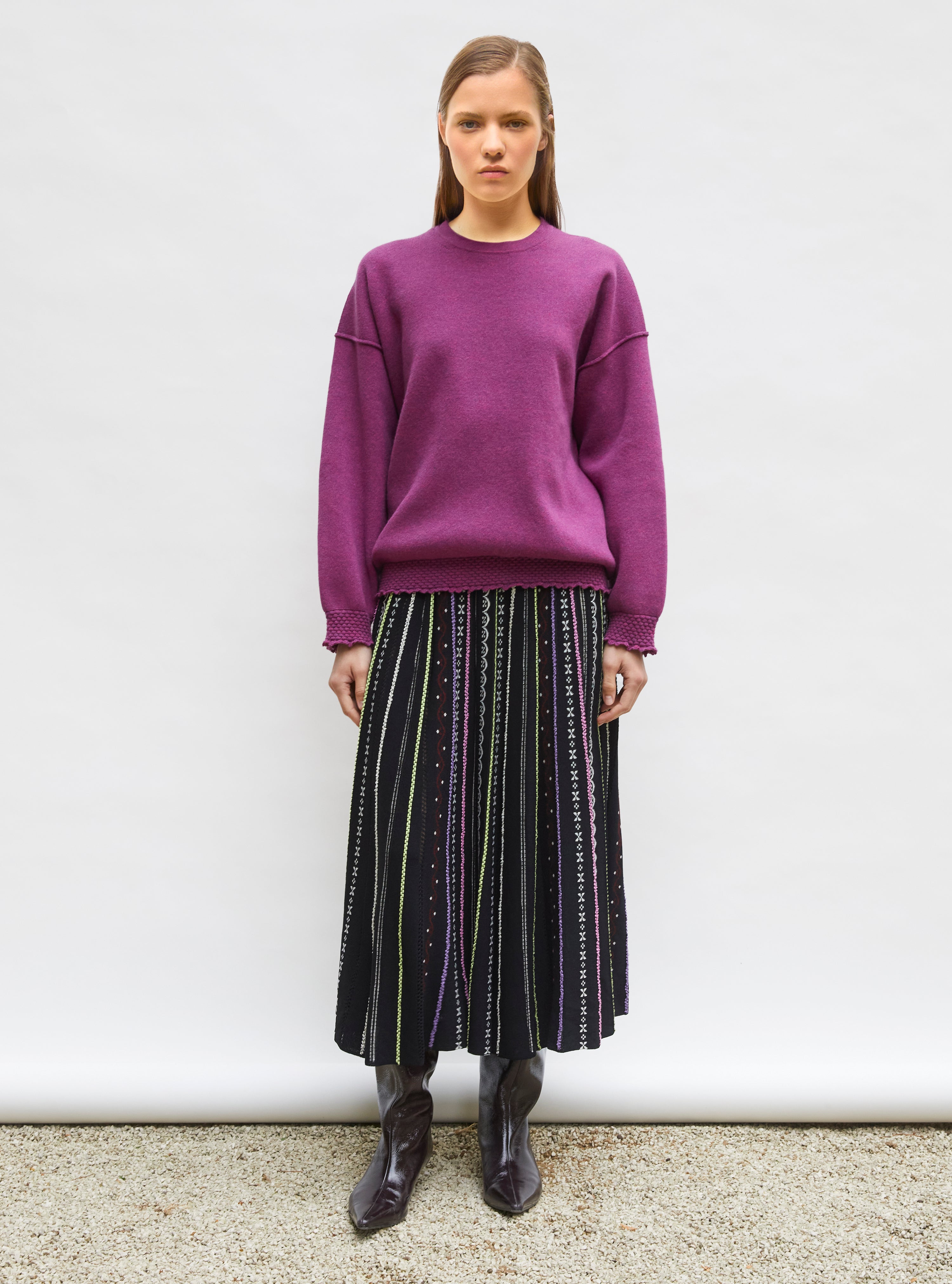 Sweat de luxe femme - Sweat loose finitions smockées fruits rouges