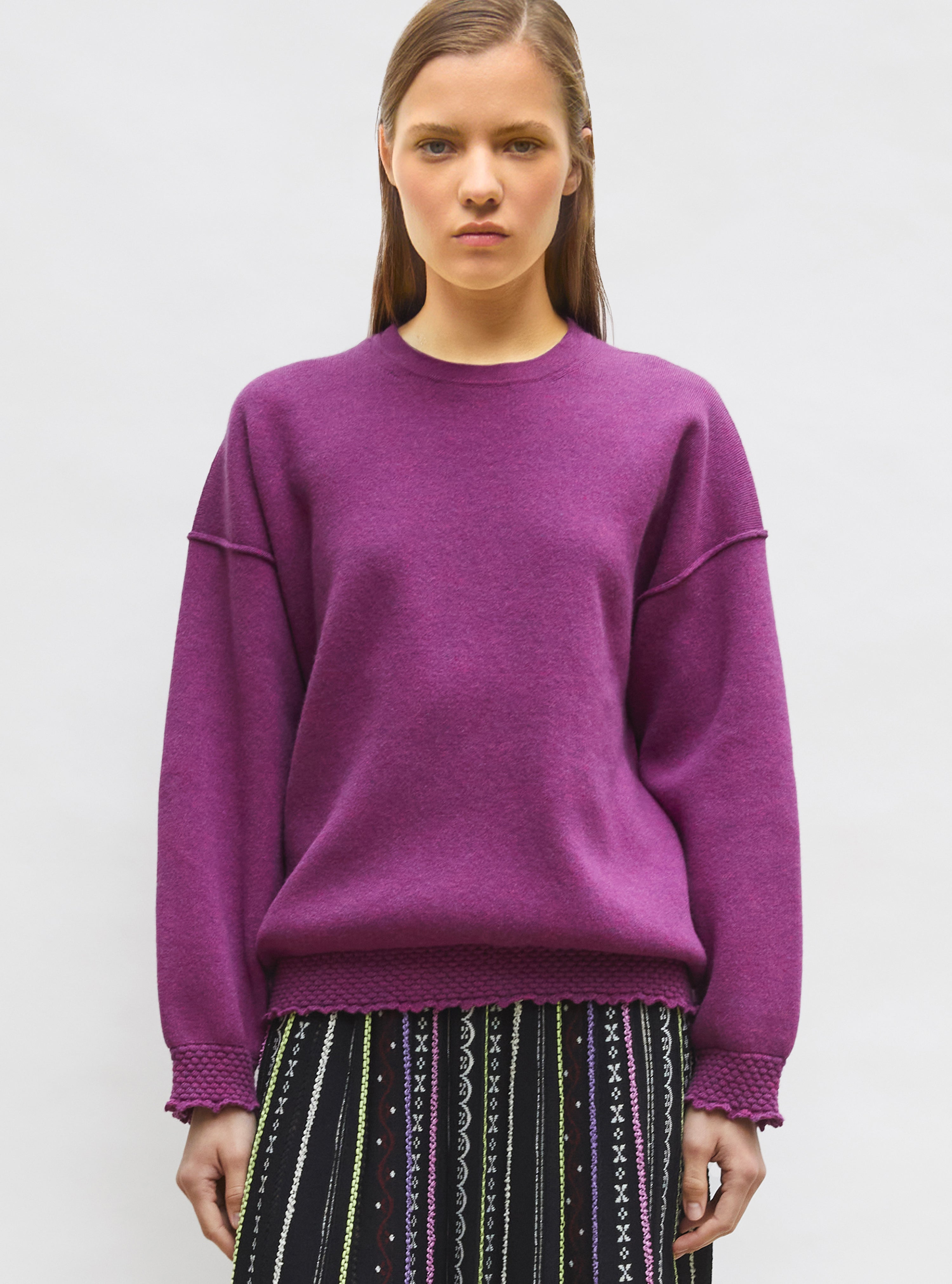 Sweat de luxe femme - Sweat loose finitions smockées fruits rouges