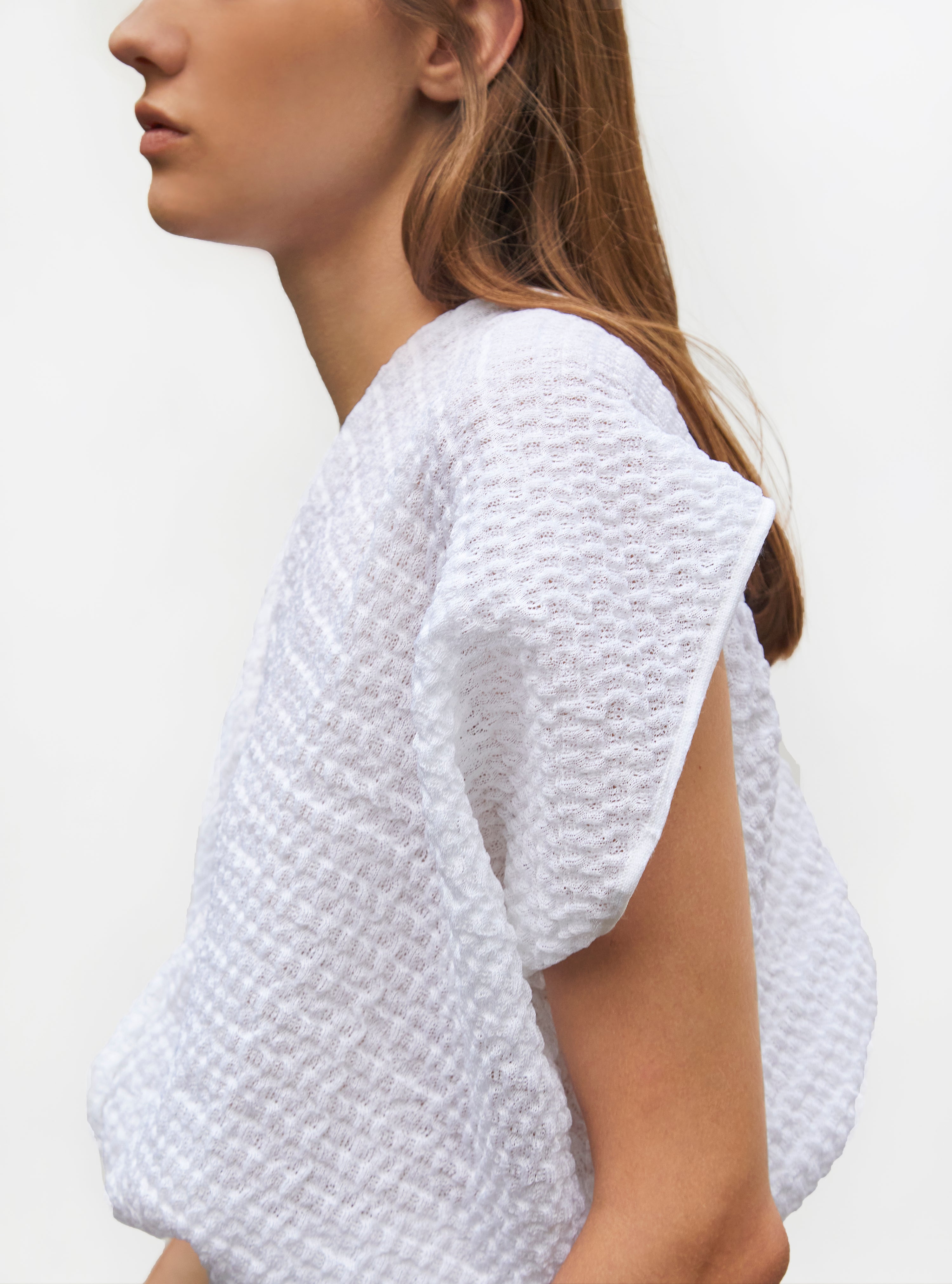 Top couture maille organza Milk - Top de luxe