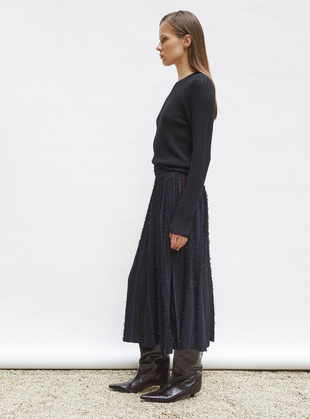 long dotted-swiss knit skirt - Image principale