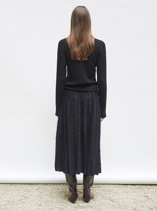 long dotted-swiss knit skirt - Image principale