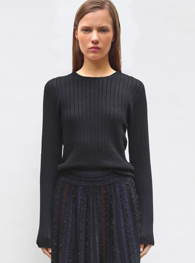fine pointelle knit top - Image principale