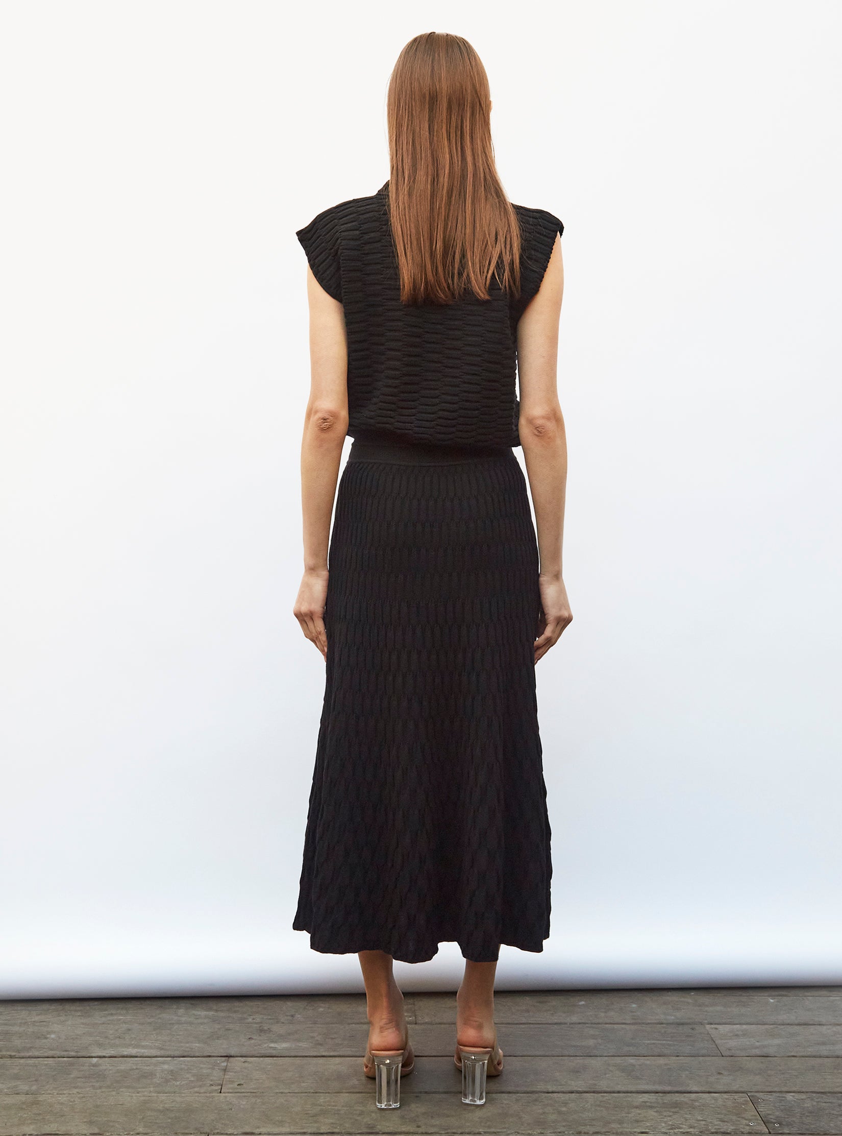 Jupe en maille zellige unie - Vêtement de luxe femme