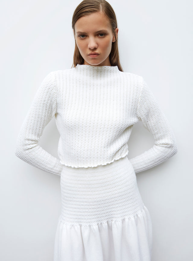 straight top in smocked knit - Image principale