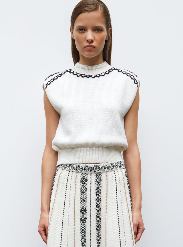 top en maille brodé main - Image principale