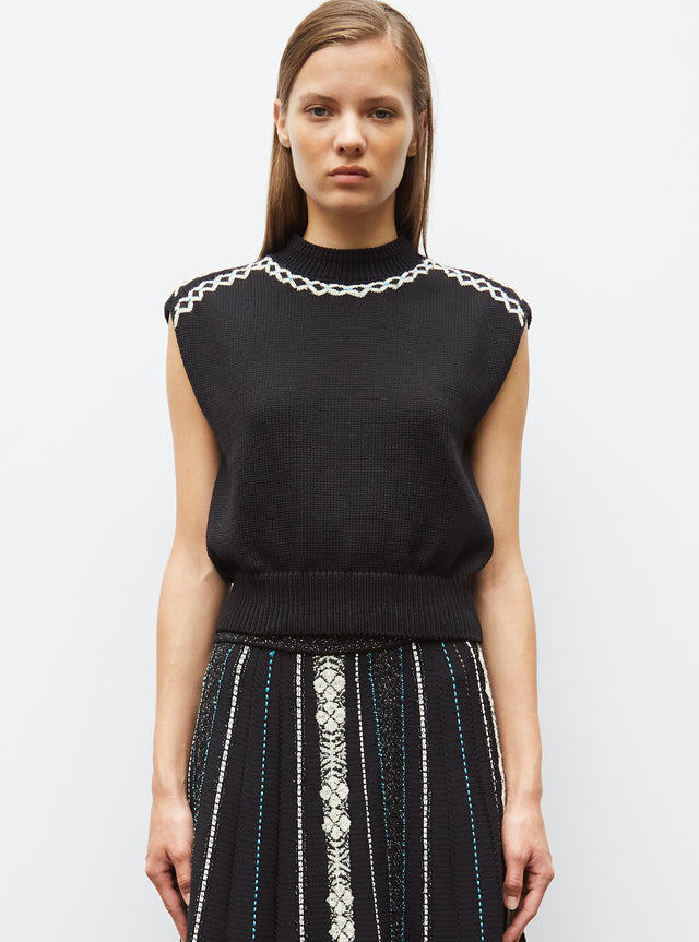 top en maille brodé main - Image principale