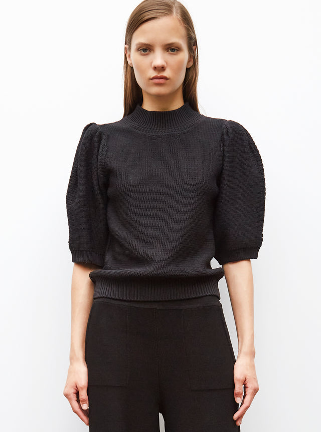 top en maille manches bouffantes - Image principale