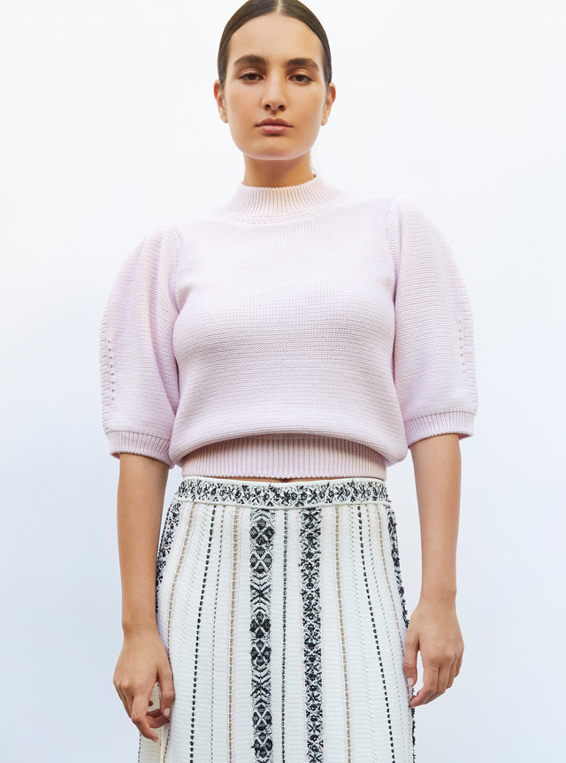 top en maille manches bouffantes - Image principale