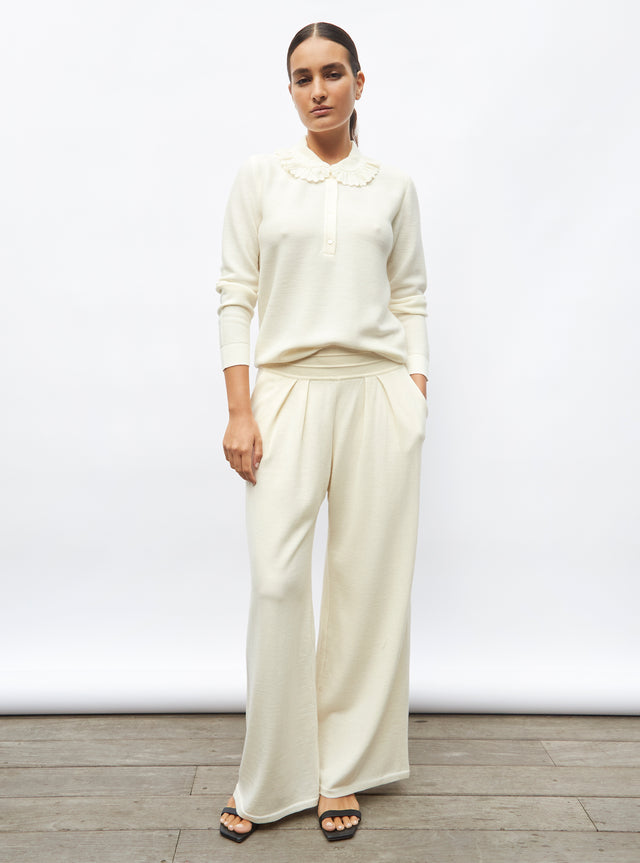 ruffled collar knit shirt - Image principale