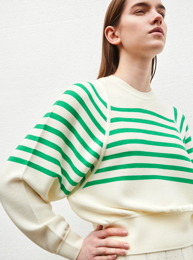 striped breton sweater with wide armholes - Image principale