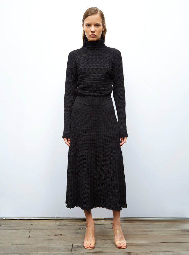 Long pleated knit dress - Image principale
