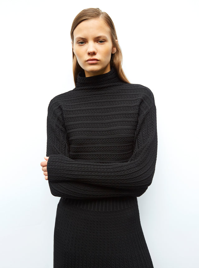 Long pleated knit dress - Image principale