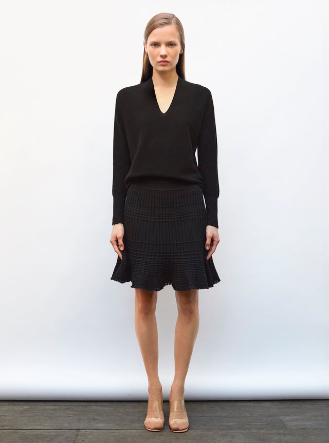 short knit skirt with fringe - Image principale