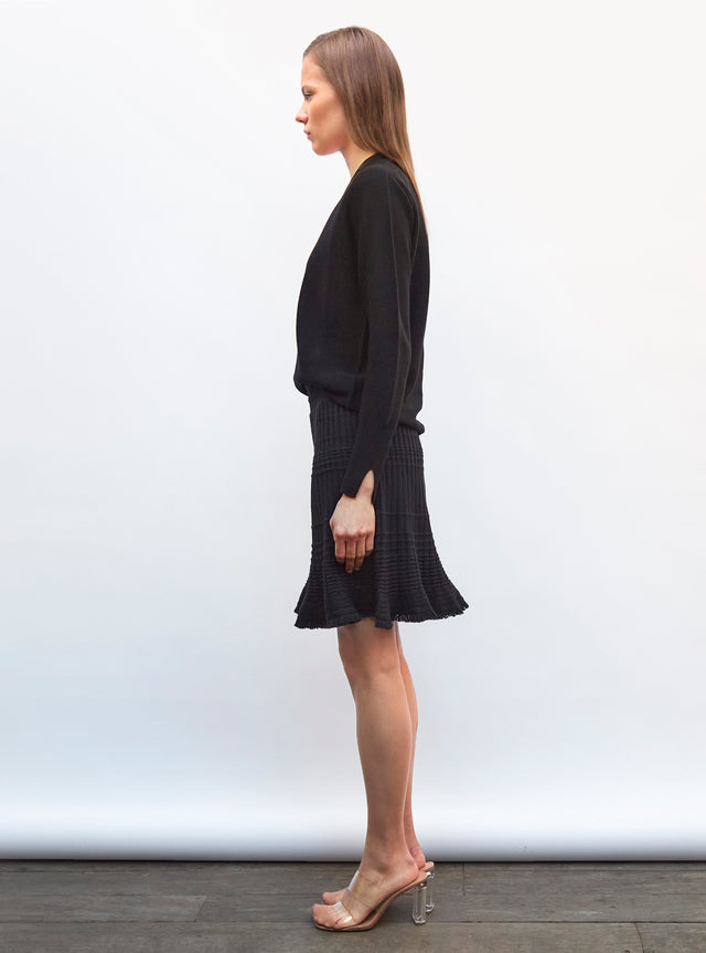 short knit skirt with fringe - Image principale