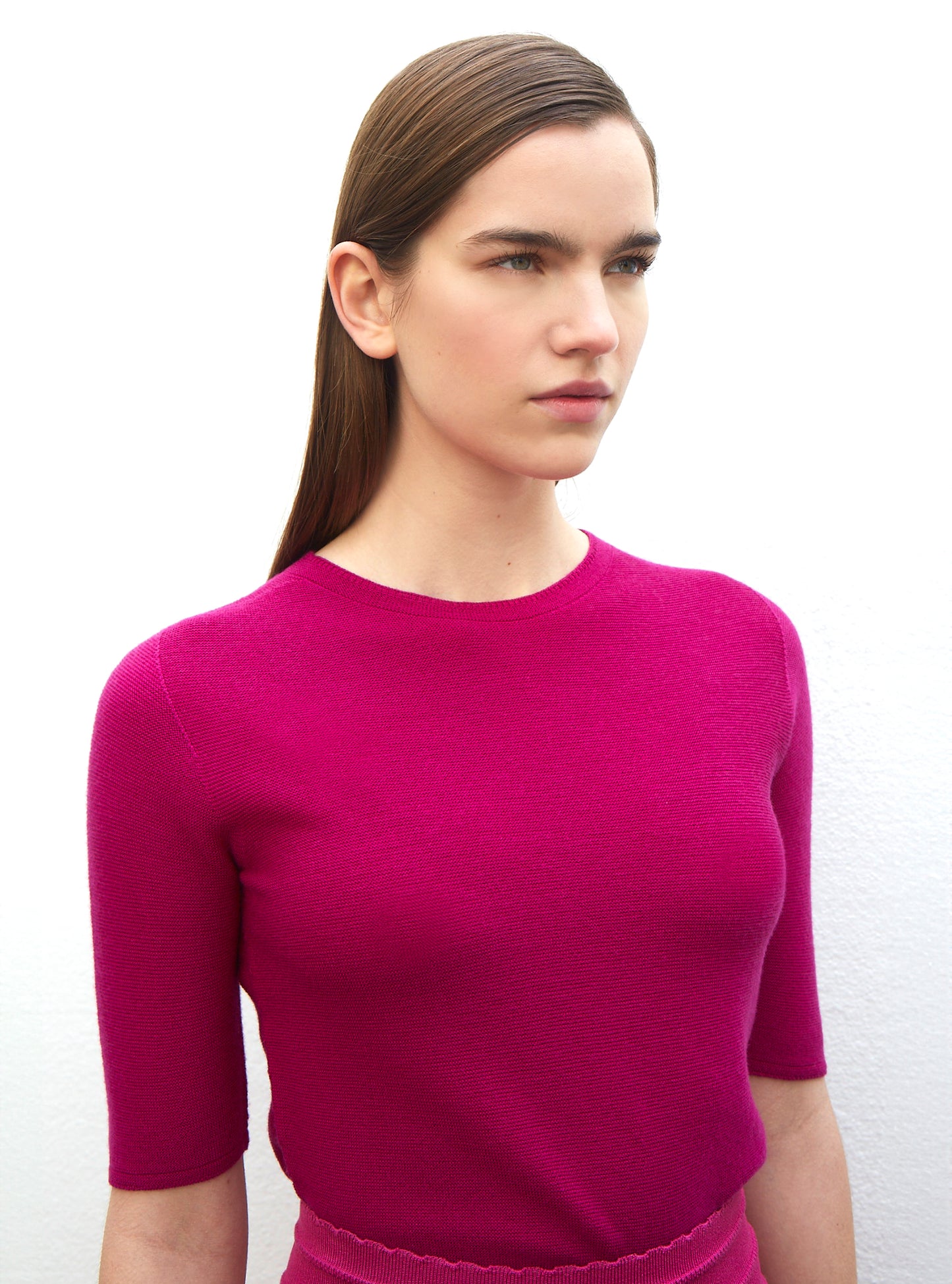 Top fin manches coudes - Vêtement en maille de luxe Molli
