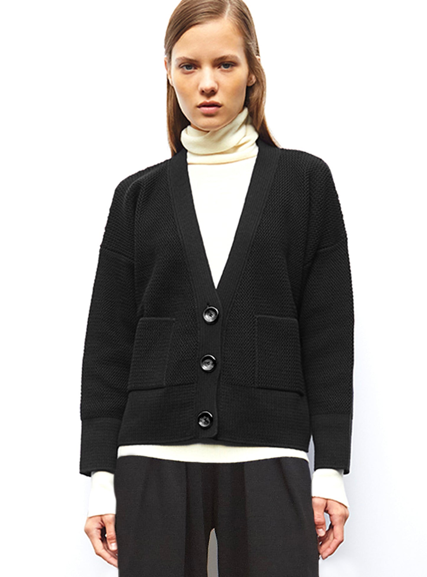 Tops, blouses de luxe femme - Grand cardigan en maille ondulée