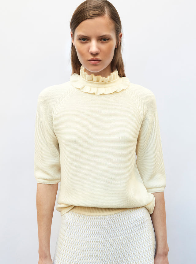ruffled neck knit top - Image principale
