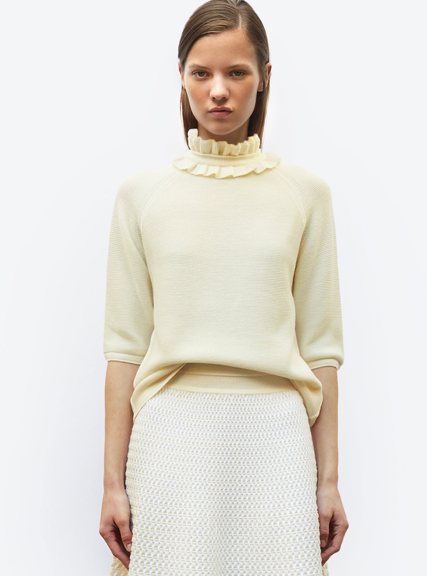 Top en maille à col volanté - Vêtement en maille de luxe Molli