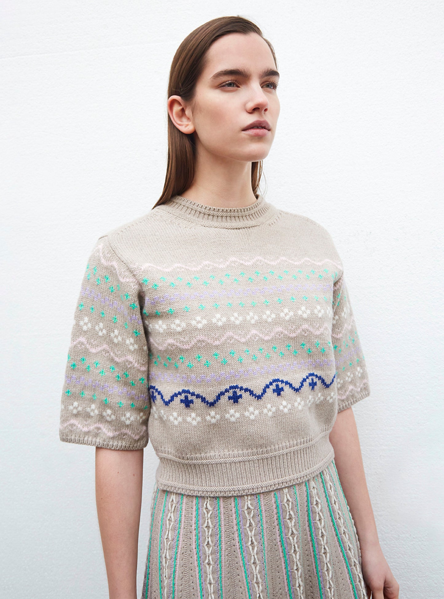 Top en maille jacquard confettis - Vêtement en maille de luxe Molli