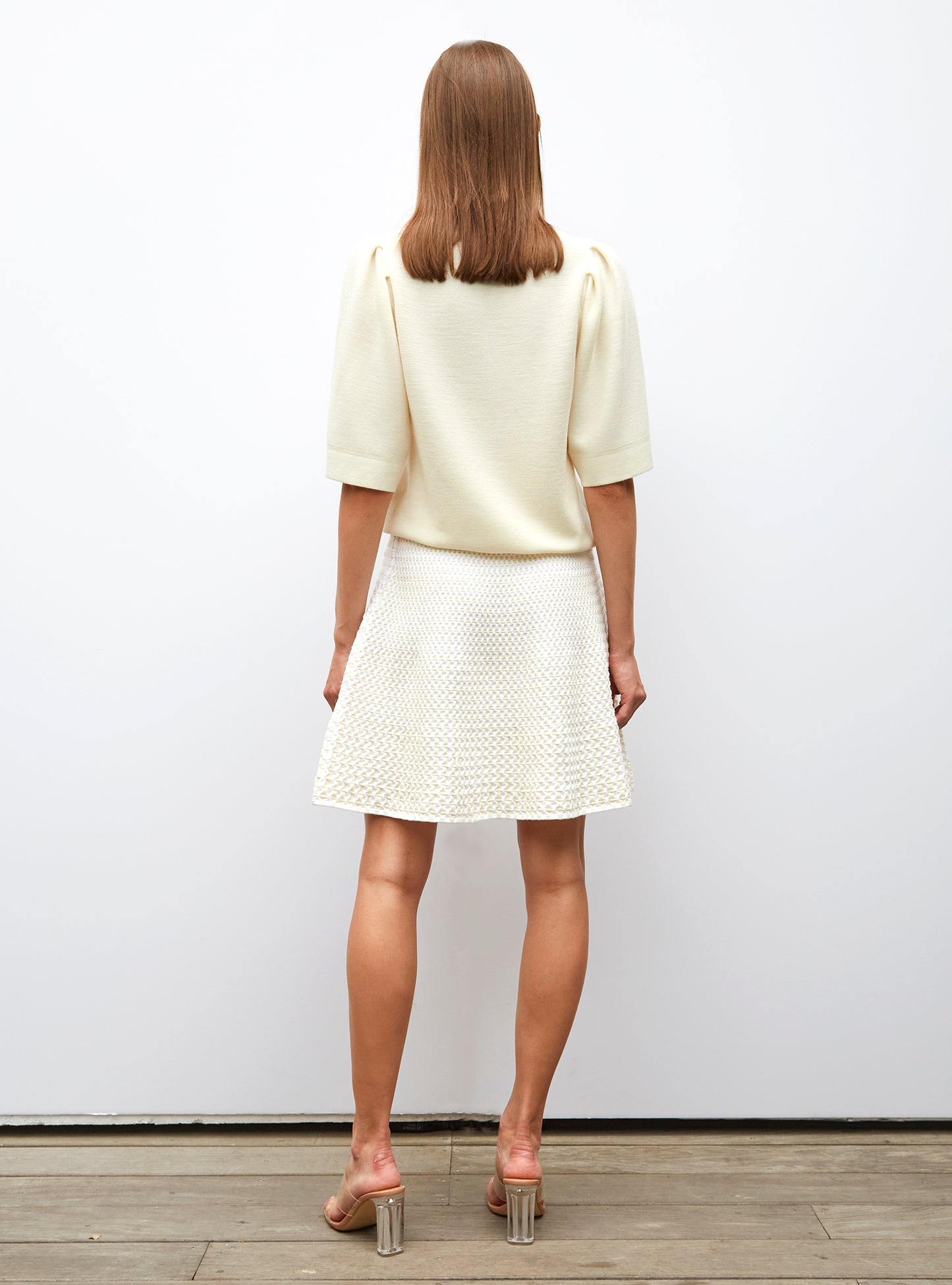 Tops, blouses de luxe femme - Top en maille manches froncées