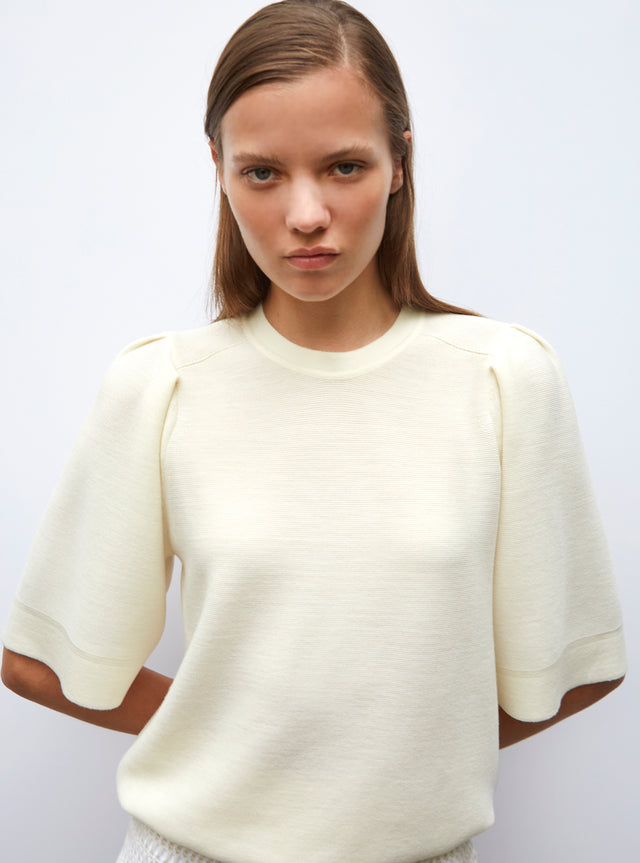 pleated elbow-length sleeved knit top - Image principale