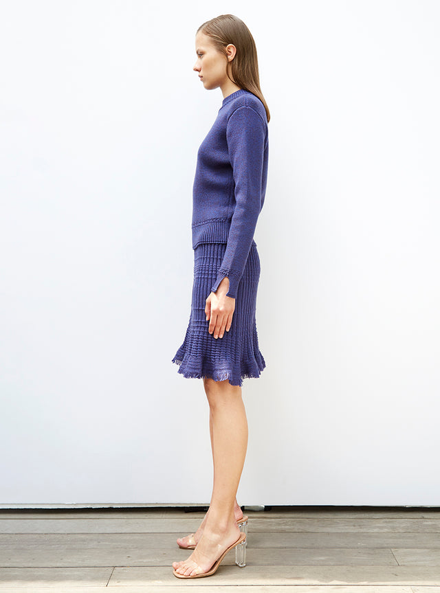 short knit skirt with fringe - Image principale