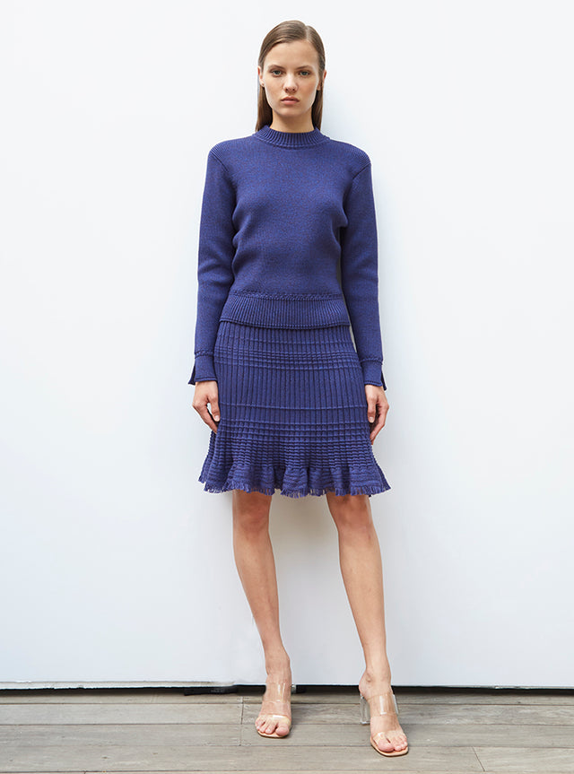 short knit skirt with fringe - Image principale