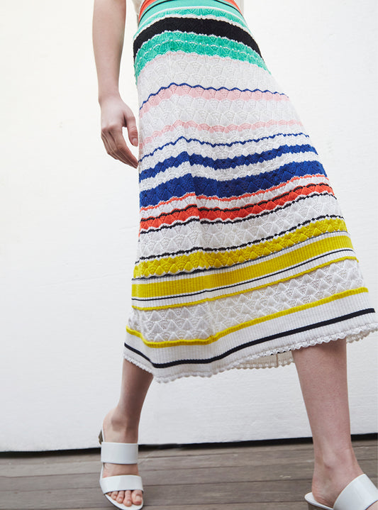 molli colored ribbon knit skirt