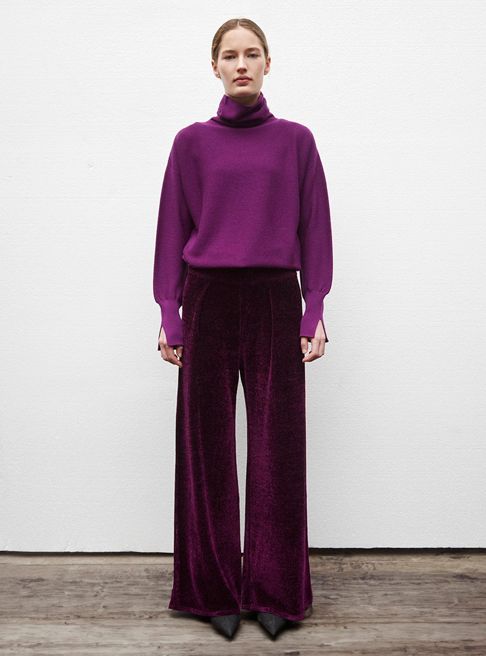 molli velvet knit pants purple
