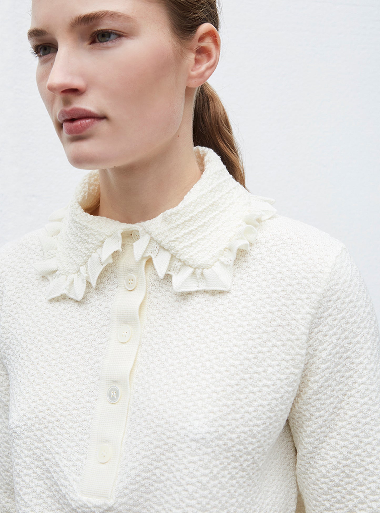 Polo couture en maille damier - Vêtement en maille de luxe Molli
