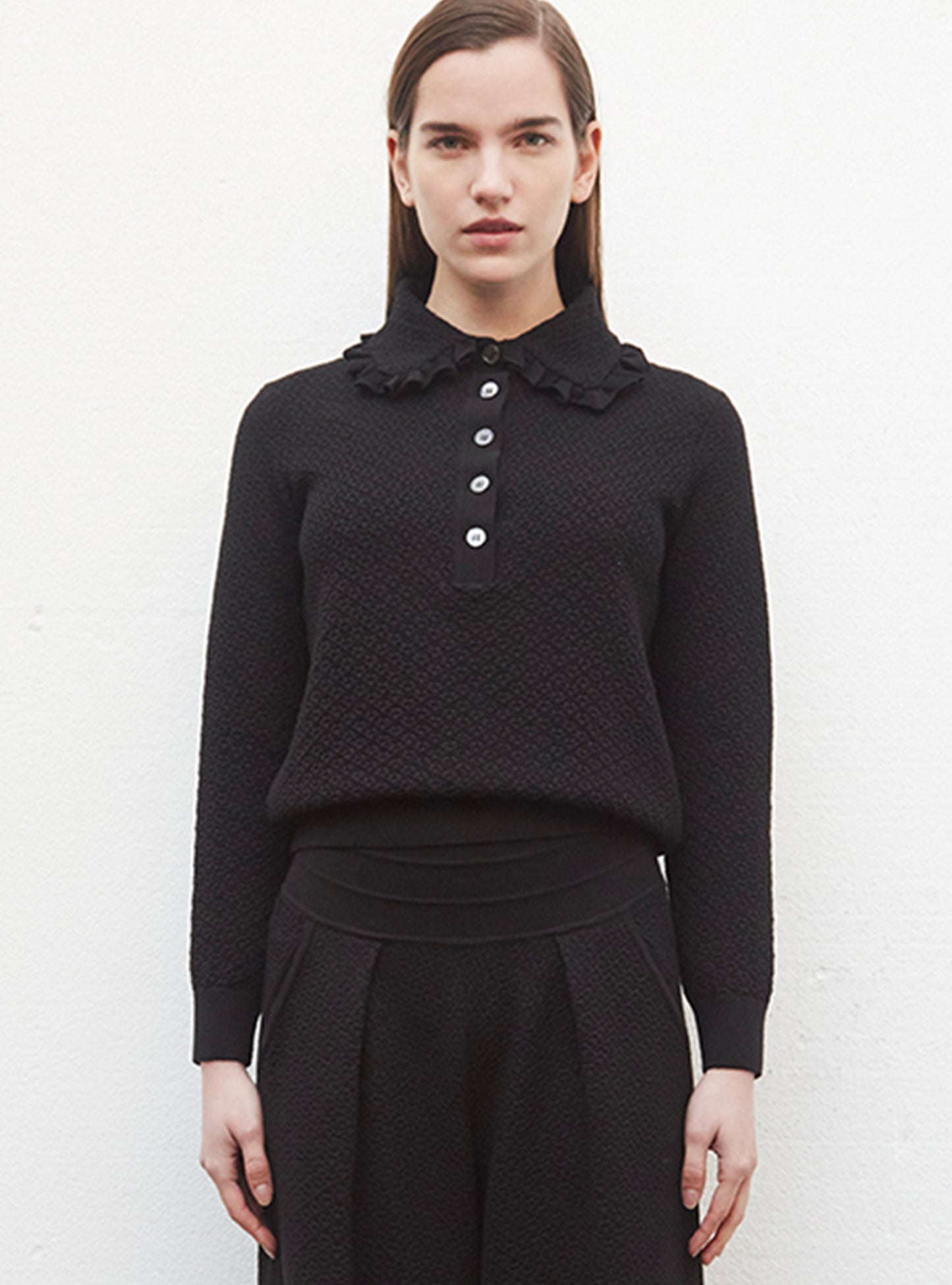 Tops de luxe femme - Polo couture en maille damier