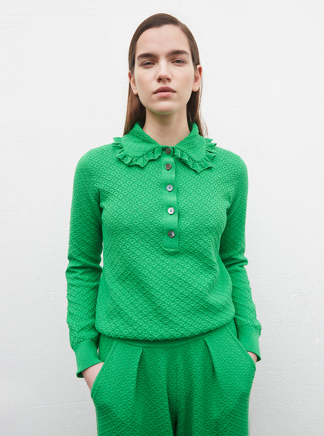 polo couture en maille damier - Image principale