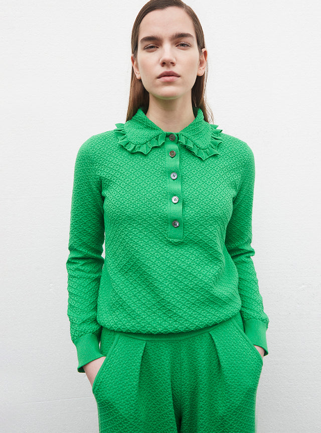 polo couture en maille damier - Image principale