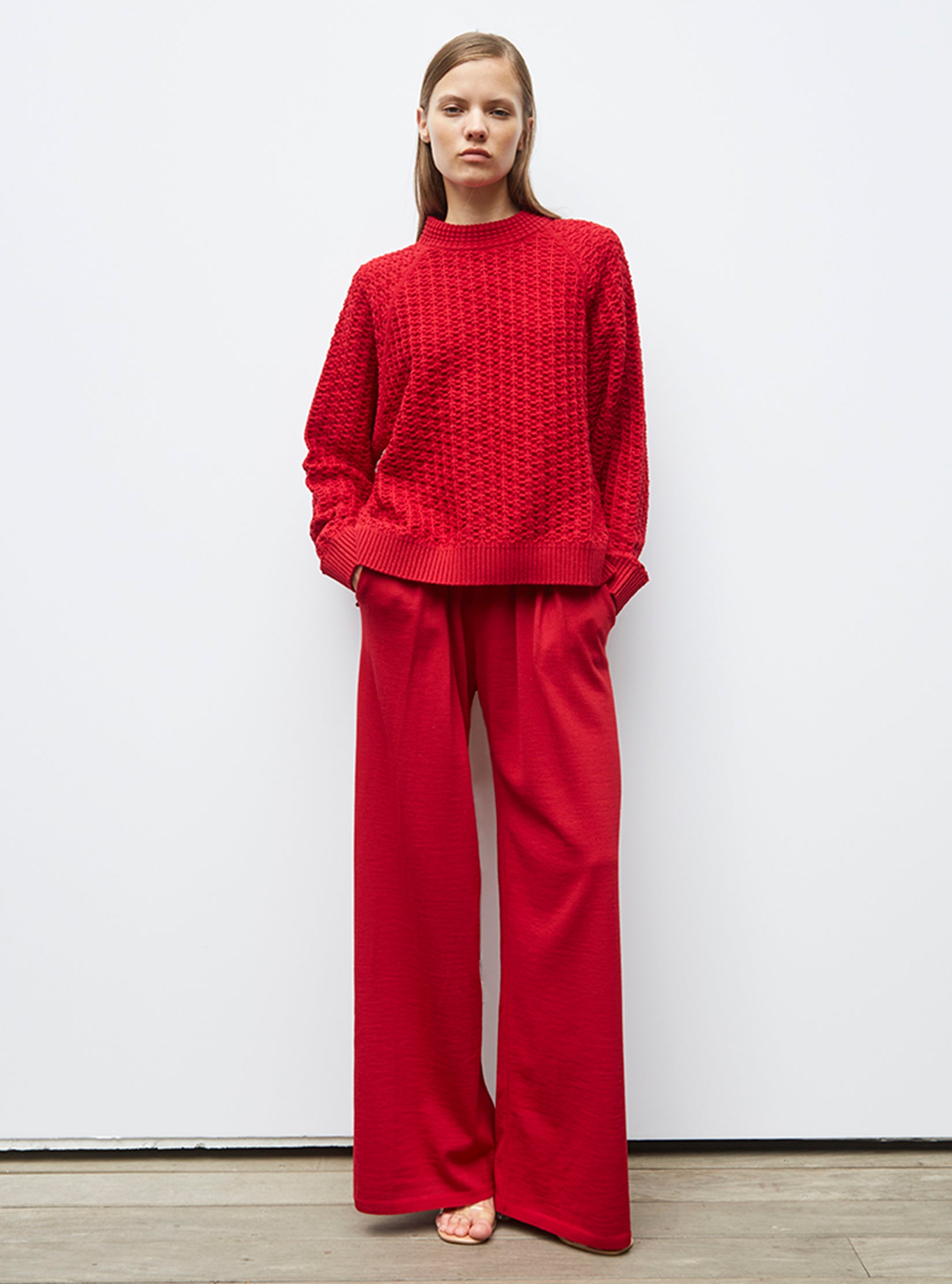 Red loose sweater sale