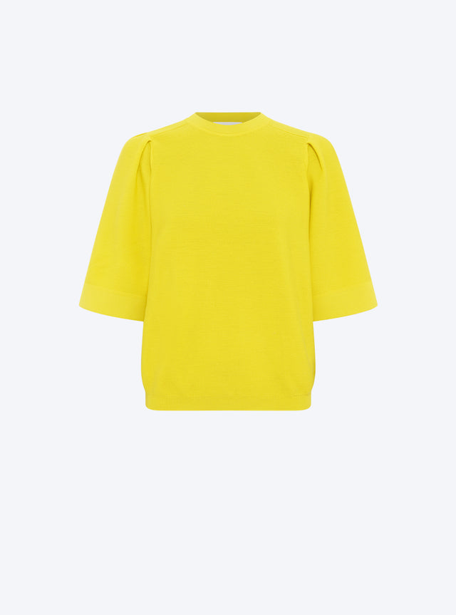 Pleated elbow-length sleeved knit top - Image principale