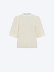 pleated elbow-length sleeved knit top
