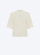 pleated elbow-length sleeved knit top