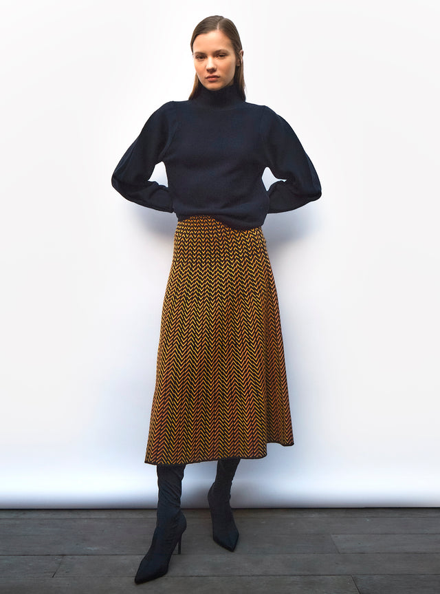 reversible skirt with fine herringbones - Image principale