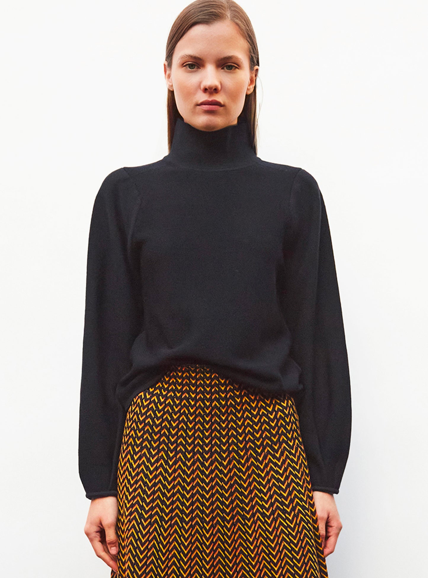 Pull fin poignets à plis Nuit - Vêtement de luxe femme