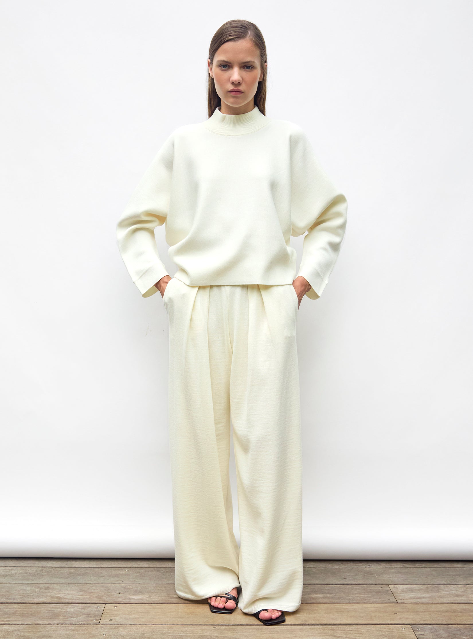 Top couture en maille ample Naturel - Vêtement en maille de luxe Molli