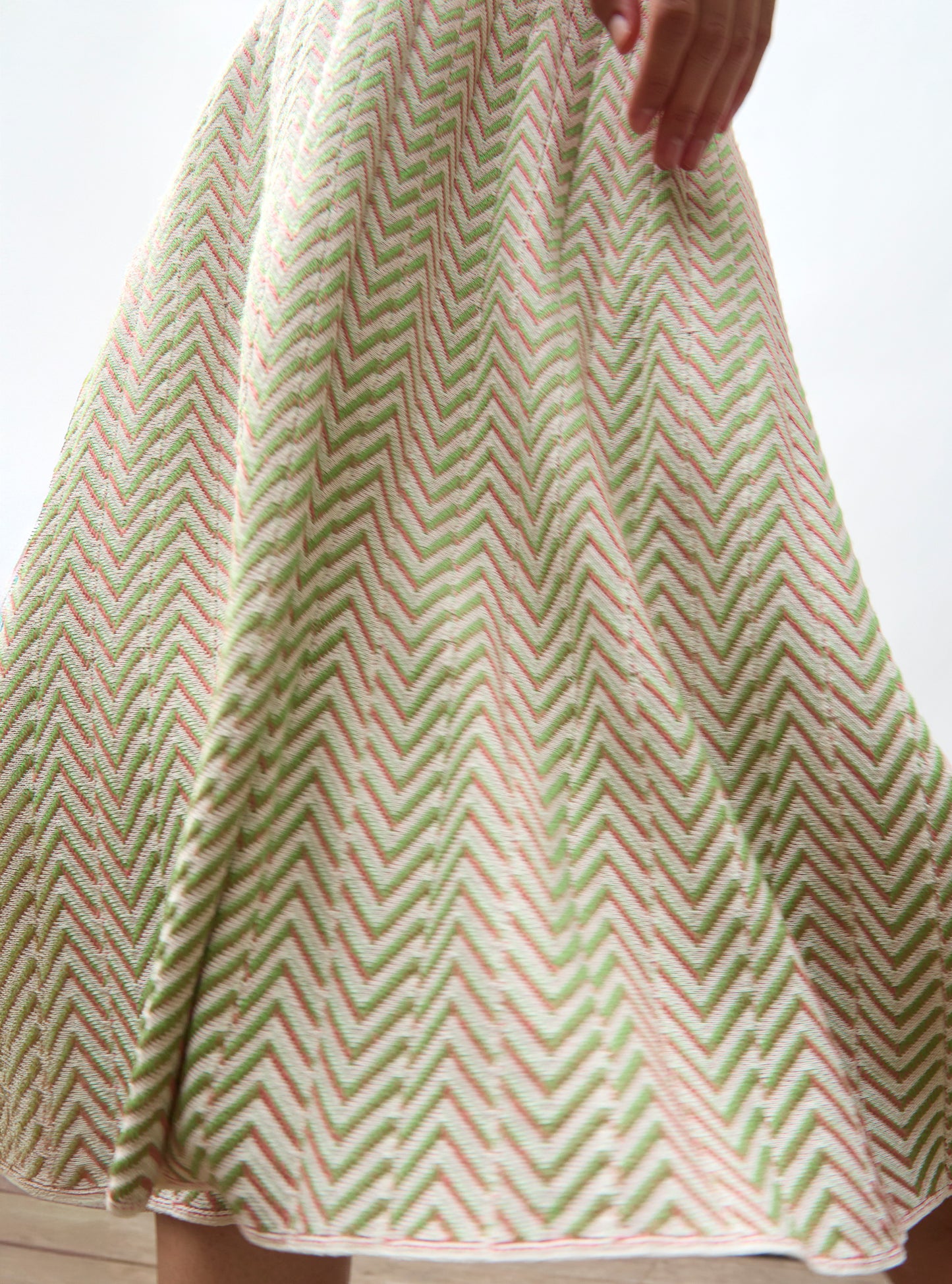 Jupe réversible fins chevrons Vert Multi - Jupes de luxe