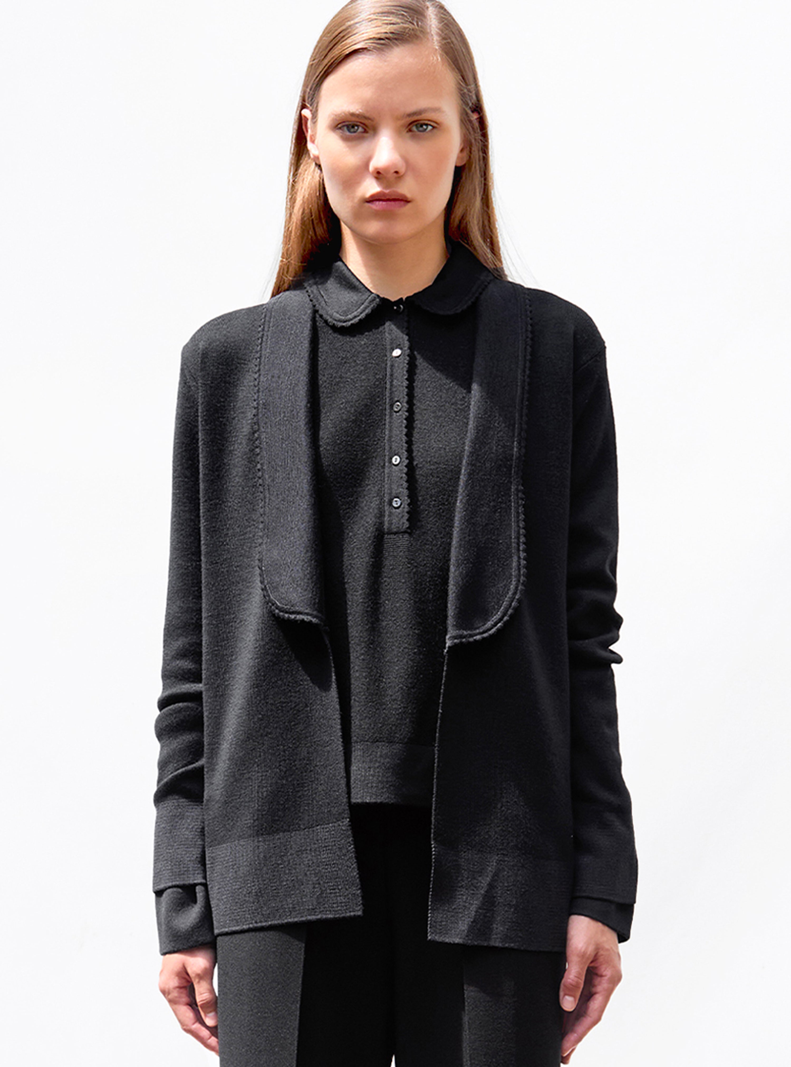 Veste en maille mini croquet Noir Profond - Vêtement en maille de luxe Molli